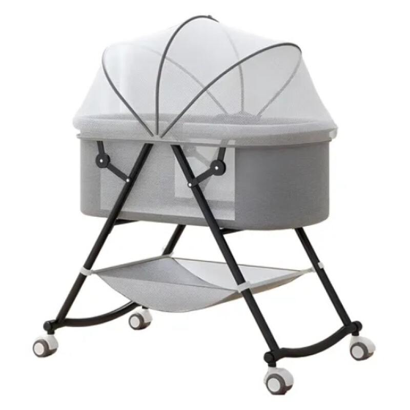 Cuna Moisés TOKIO Con Mosquitero Y Ruedas Infantil Bebe Gris