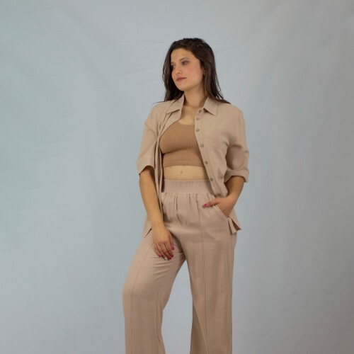 Pantalon Dama Lino Beige