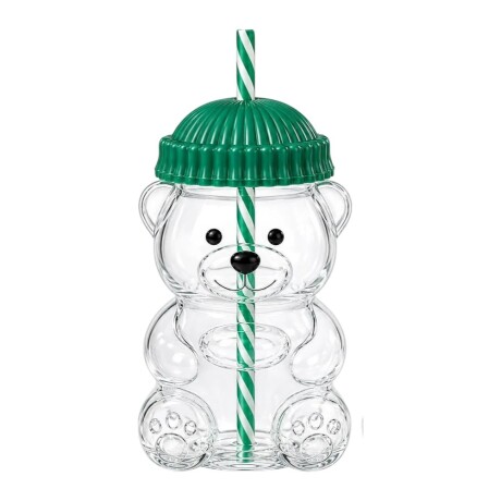 Vaso Oso Bear Con Tapa Y Sorbito Verde