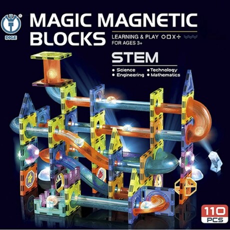 Bloques de Construcción Magnéticos con Luces Pista Laberinto 110 Piezas Multicolor