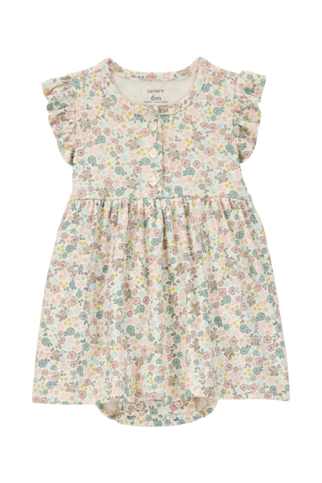 Set dos piezas de algodón, vestido y saco, diseño floral Sin color