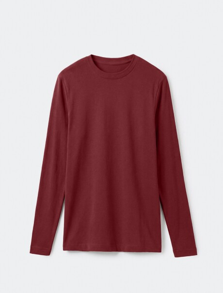 CAMISETA BÁSICA MANGA LARGA BORDEAUX