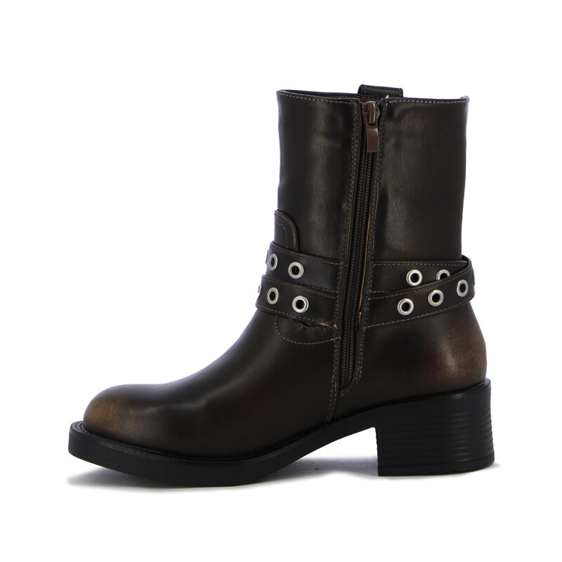 Darkness Bota De Mujer Caña Baja C/ Tiras Y Hebillas - Dorado Dorado