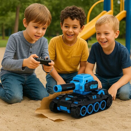 Tanque a control remoto azul lanza hidrogel Tanque a control remoto azul lanza hidrogel