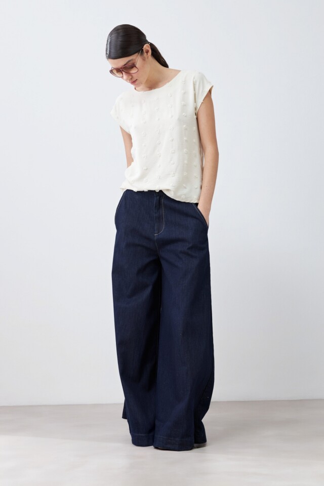 Blusa frente fantasía beige