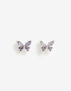 Aros Pasantes Cubic zirconia Aros Pasantes Mariposa De La Línea Delicates. - Plateado