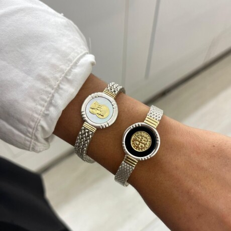 Pulsera San Benito Onix - Plata y Oro Pulsera San Benito Onix - Plata y Oro