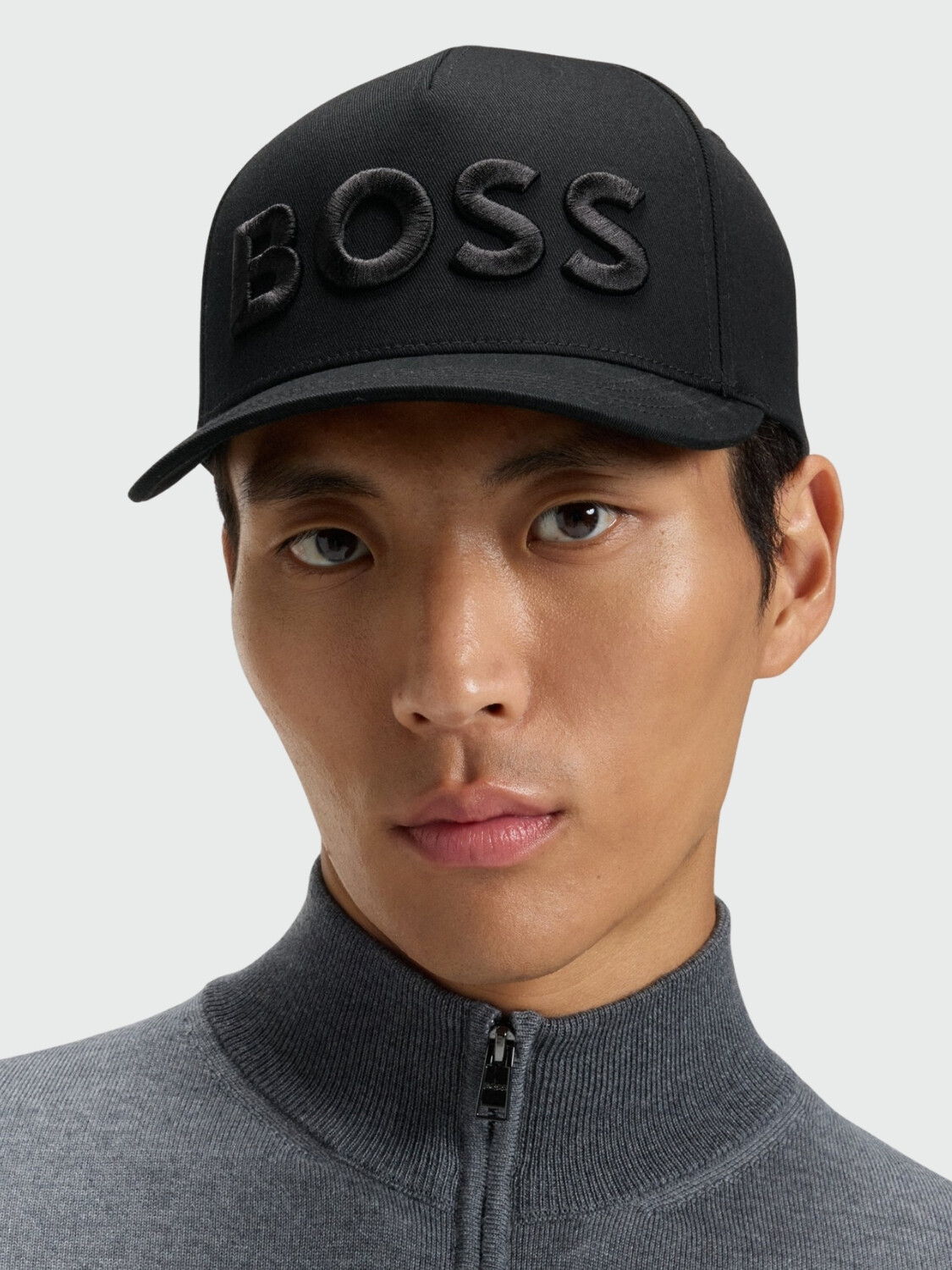 BOSS - Gorra de Sarga con Logo Negro Estampado
