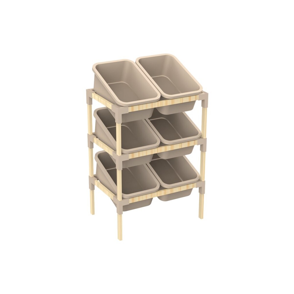 Estantería De Madera 623008 6 Contenedores 90X55X39Cms Ub - BEIGE 