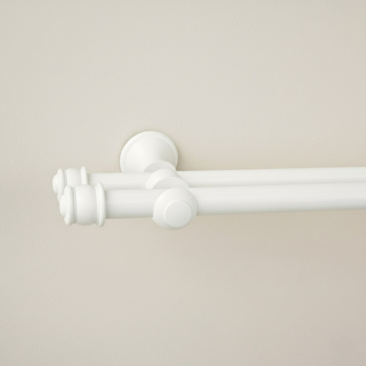 Barrote cortina doble de metal 2,5 m + 3 Soportes - BLANCO 