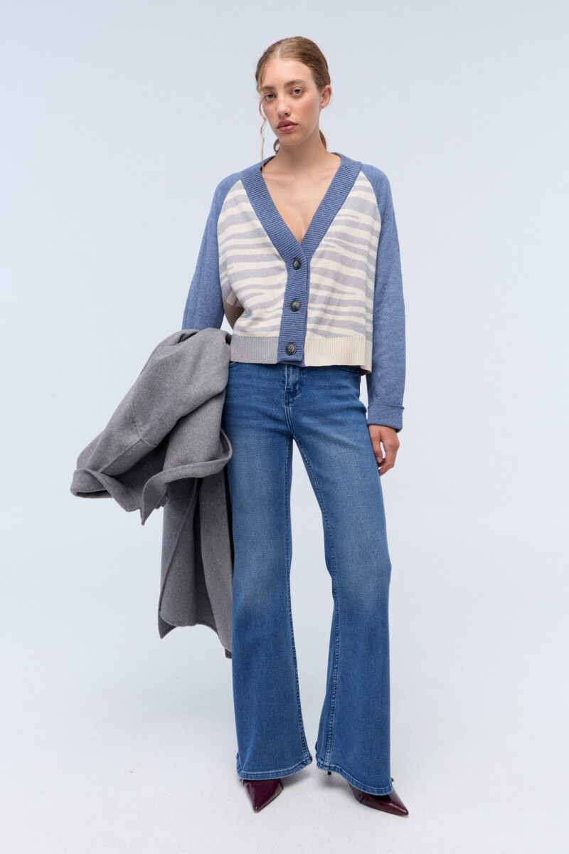 Cardigan Cebra Celeste