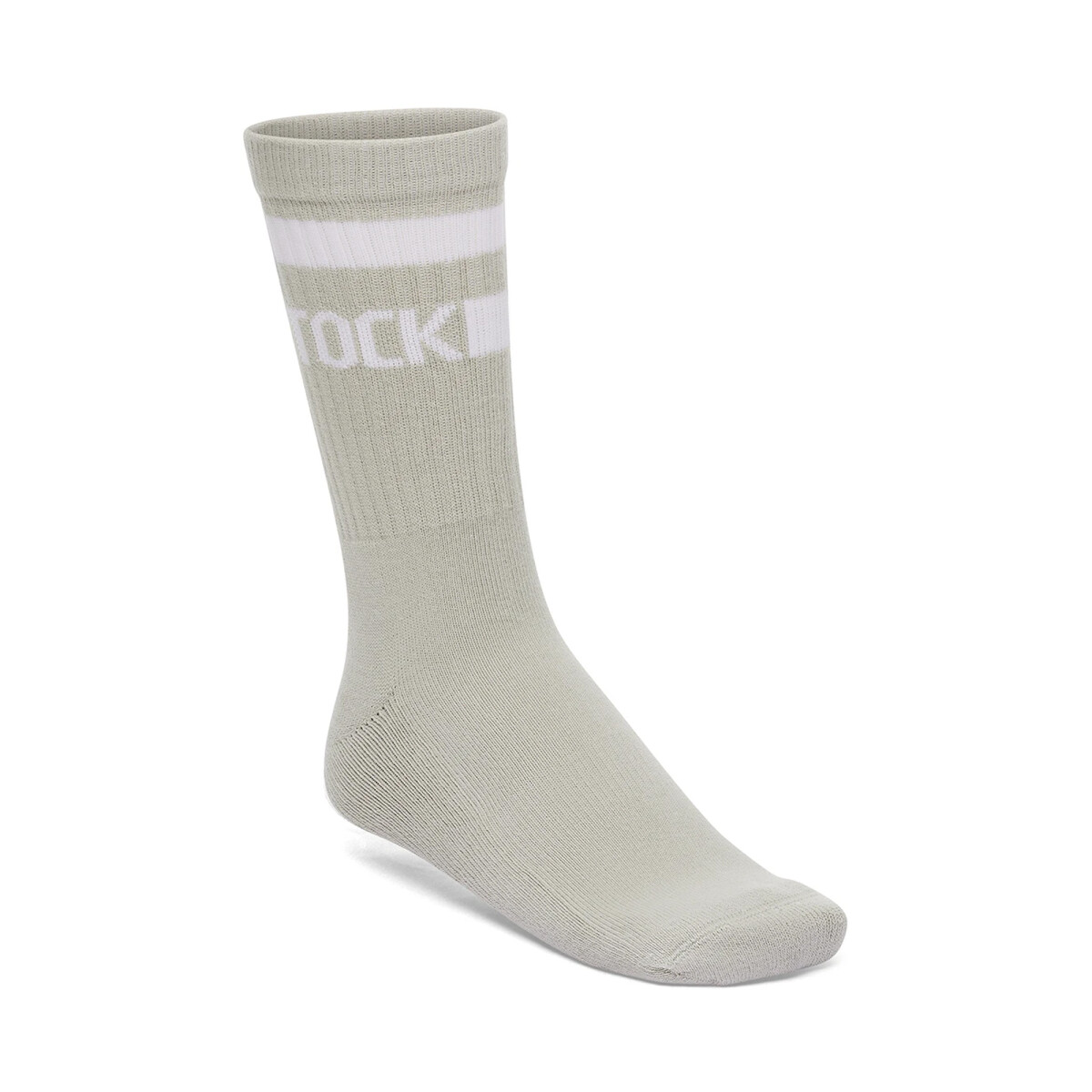Medias Cotton Crew Stripe - Gris Claro 
