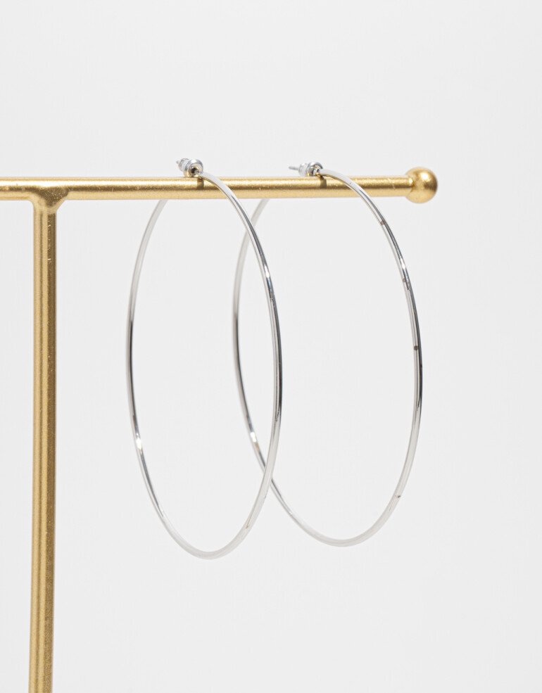 Aros Argollas Metal Argollas De Metal - Plateado Rodio