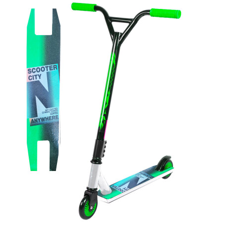 Monopatín Scooter Freestyle Acrobático Reforzado PU Verde