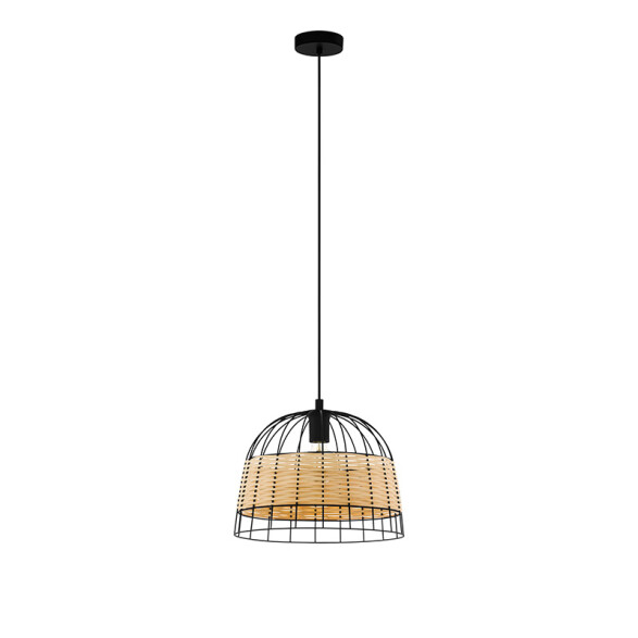 Colgante reja negro/ratán 1XE27 Ø500X1100MM ANWICK EG3313X