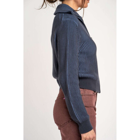Campera Tejida Algodón Azul