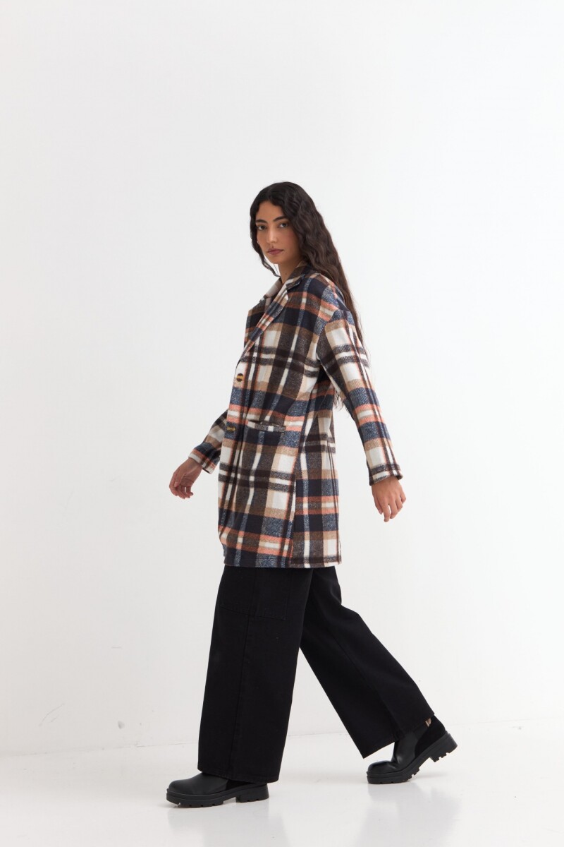 Tapado liviano de paño a cuadros AZUL MARINO