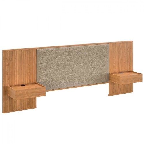 Respaldo King tapizado con mesa de luz - Moderna Marrón