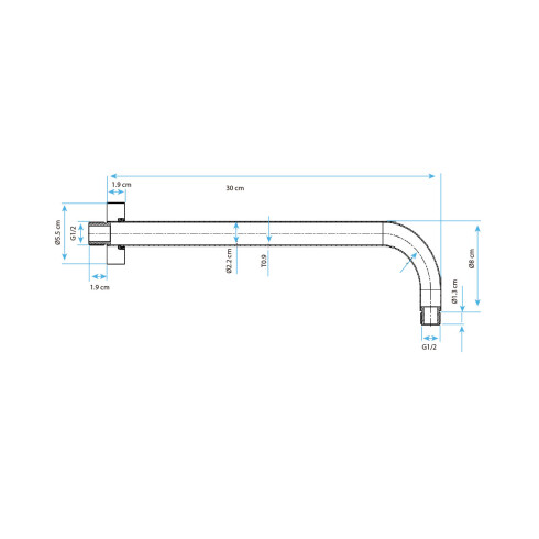 GRIFERIA BRAZO DE DUCHA NEGRO MATE 30CM PARA BAÑO NEGRO