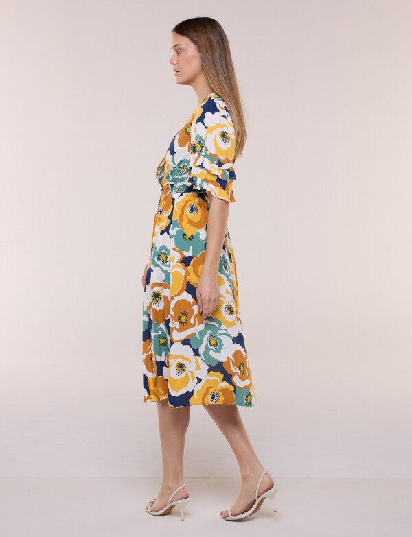 Vestido Volados Printed MULTI/AMARILLO