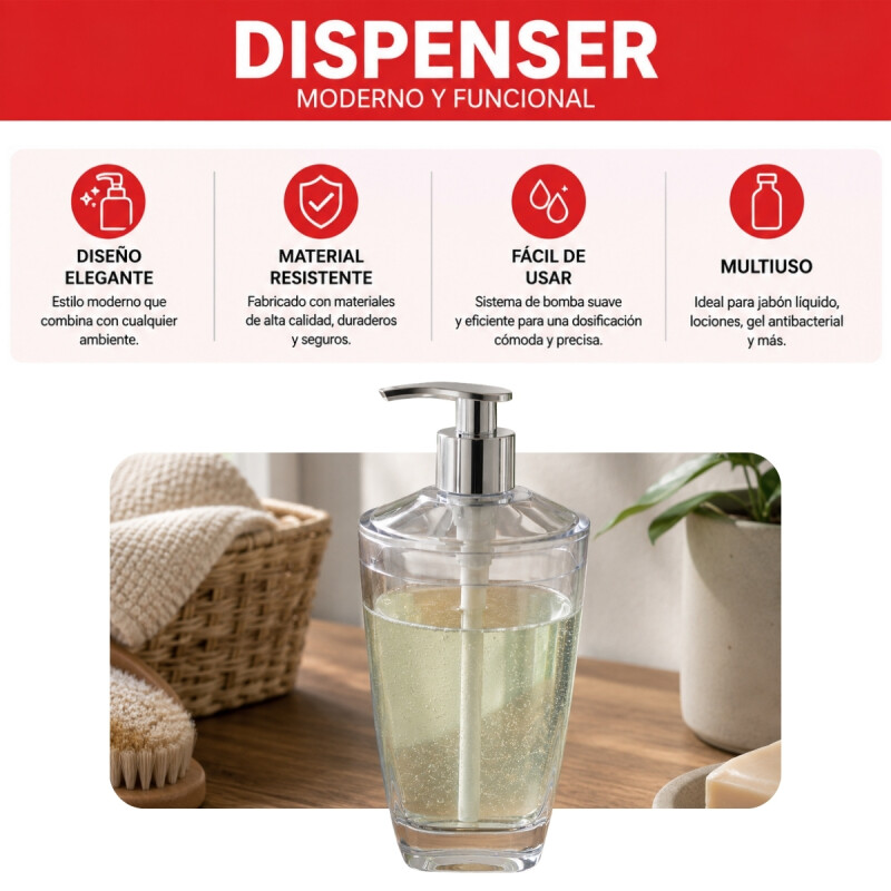 Dispensador de jabon TRANSPARENTE