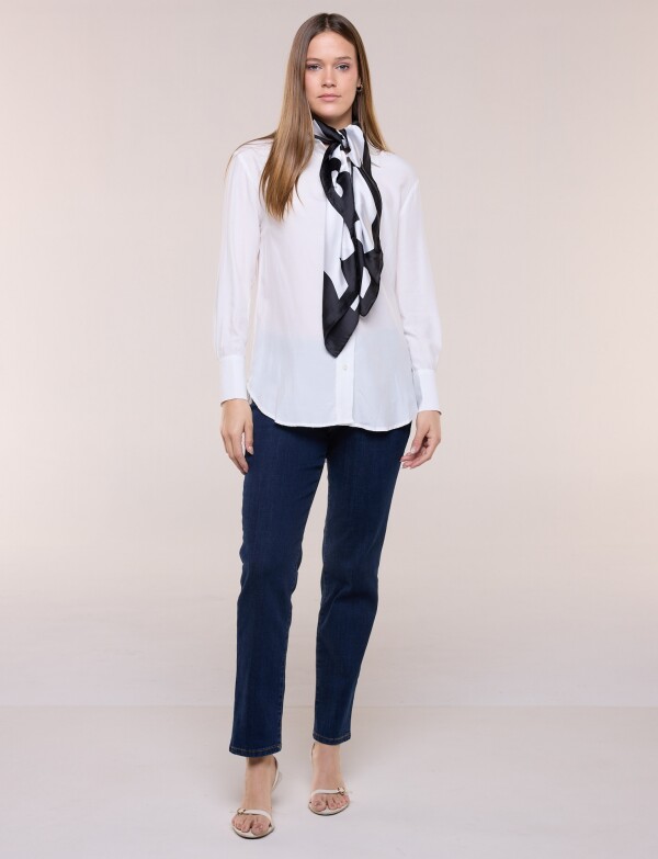 Pashmina Saten Flores NEGRO/BLANCO
