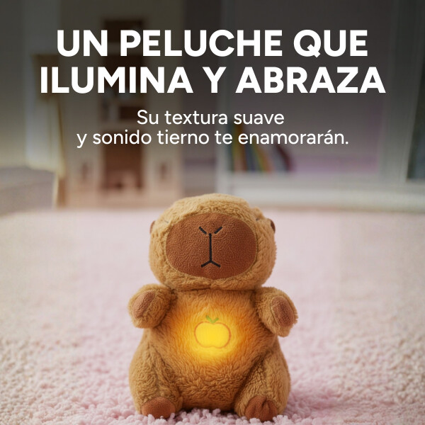 Peluche Tranquiliza Capibara Respira Luz Musica Bebe Perro Diseño Capibara