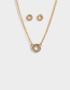 Bijouterie Set Set De Aros Pasantes Y Cadena Bañado Oro - Dorado