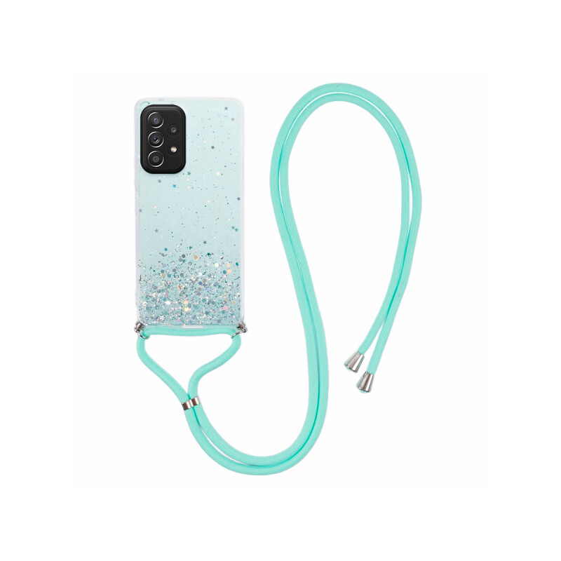 Protector Samsung Galaxy A52 con brillos y correa color verde Protector Samsung Galaxy A52 Con Brillos Y Correa Color Verde