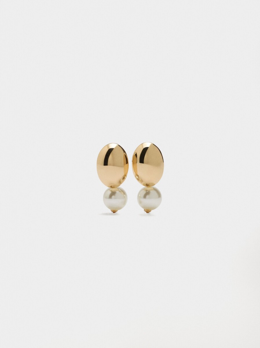 Pendientes Ovalados Con Perla - blanco 
