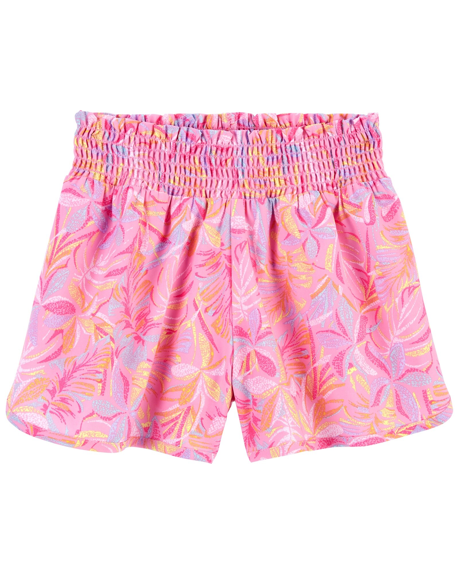 Short activo de popelina absorvente, con fruncido y diseño floral Sin color