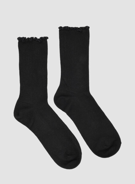 Medias de algodón dama. con terminacion en puño con volado. Negro