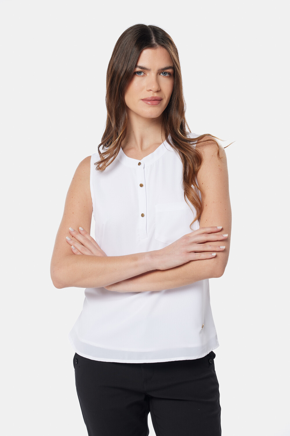 BLUSA MUSCULOSA CON BOTONES Blanco