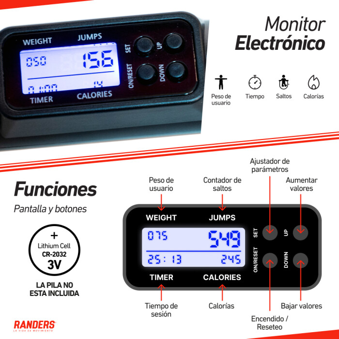 Cuerda de Saltar con Contador Digital Randers ARG-028 Cuerda de Saltar con Contador Digital Randers ARG-028