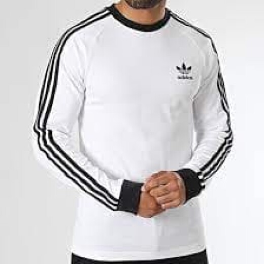 Remera Adidas Moda Hombre Manga Larga 3-Stripes Ls T Blanco S/C