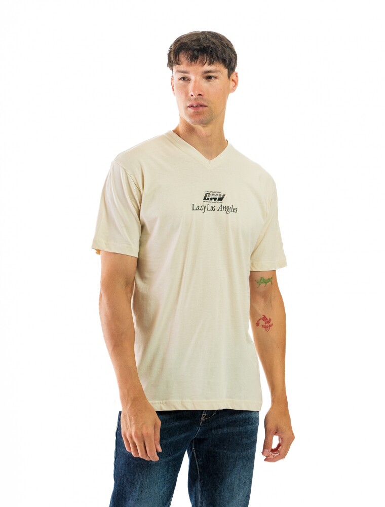 Remera Algodón Estampada Cuello V Birch/ Diseño 055