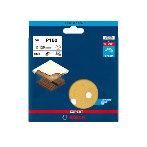 Lija con velcro 125mm grano 180 madera/metal BS4426