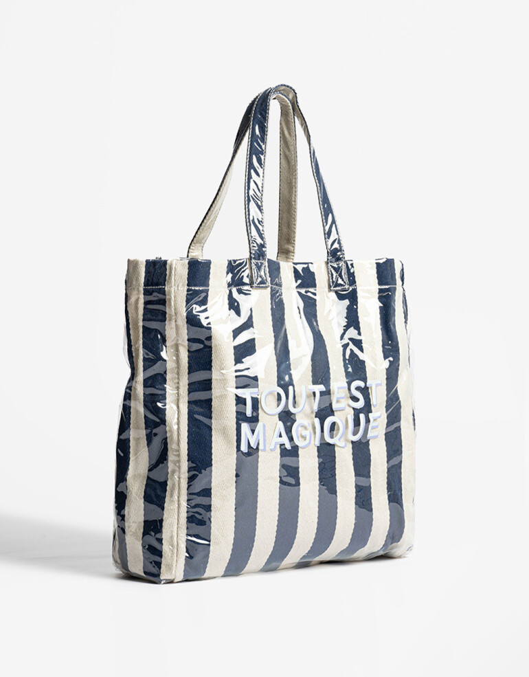 Shopper Shopper Rayada - Azul Medio