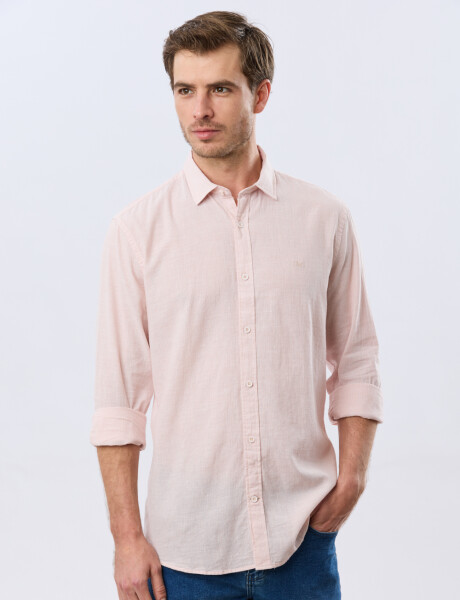 CAMISA DE LINO RAYADA Rosa