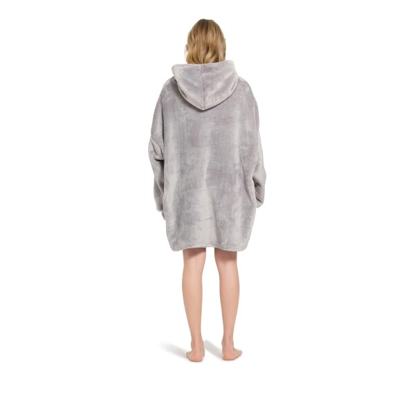 Manta Buzo Canguro Con Capucha Corderito Invierno Suave Variante Color Gris