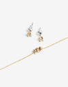 Bijouterie Set Strass Set De Collar Y Aros Con Strass - Dorado
