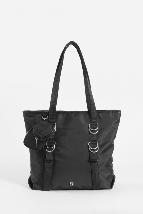 Shopper con monederos removibles negro