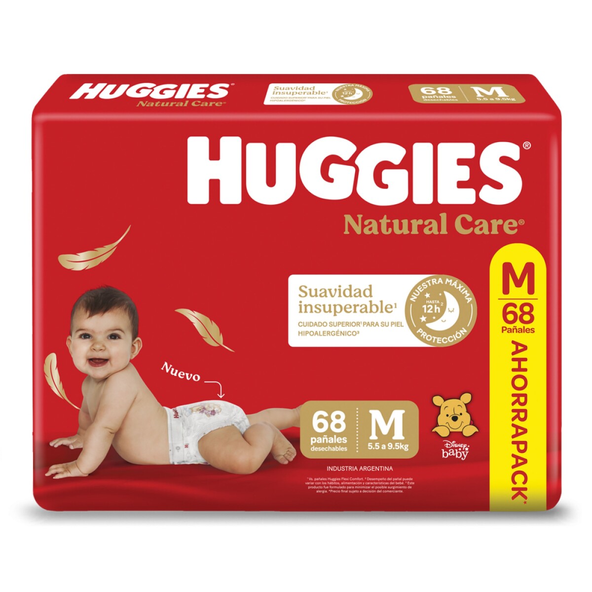 Pañales Huggies Natural Care M 68 Unidades 