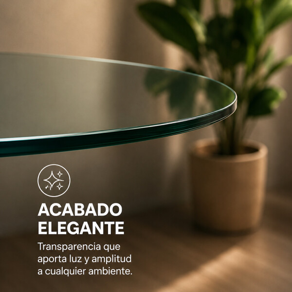 Mesa Comedor ComboHome Eames Redonda Vidrio 90 Cm Premium Transparente
