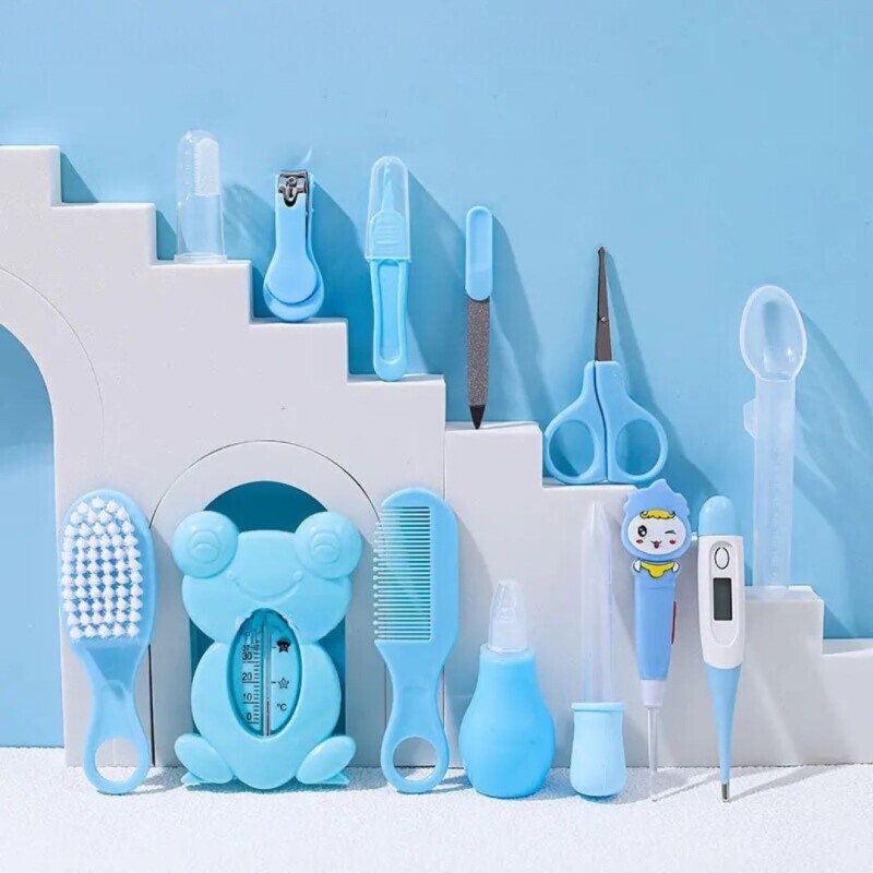 Set Higiene Bebé Cuidado Salud Kit 14 Piezas Completo Color Celeste