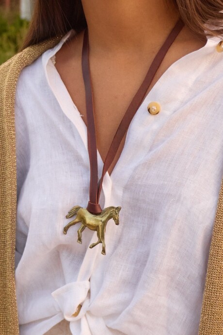 Horsy Necklace Chocolate / Dorado