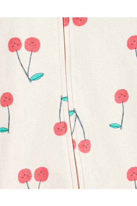 Pijama una pieza de algodón, con pie, diseño cerezas Sin color