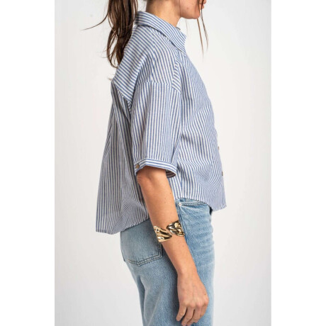 Camisa Rayada Azul