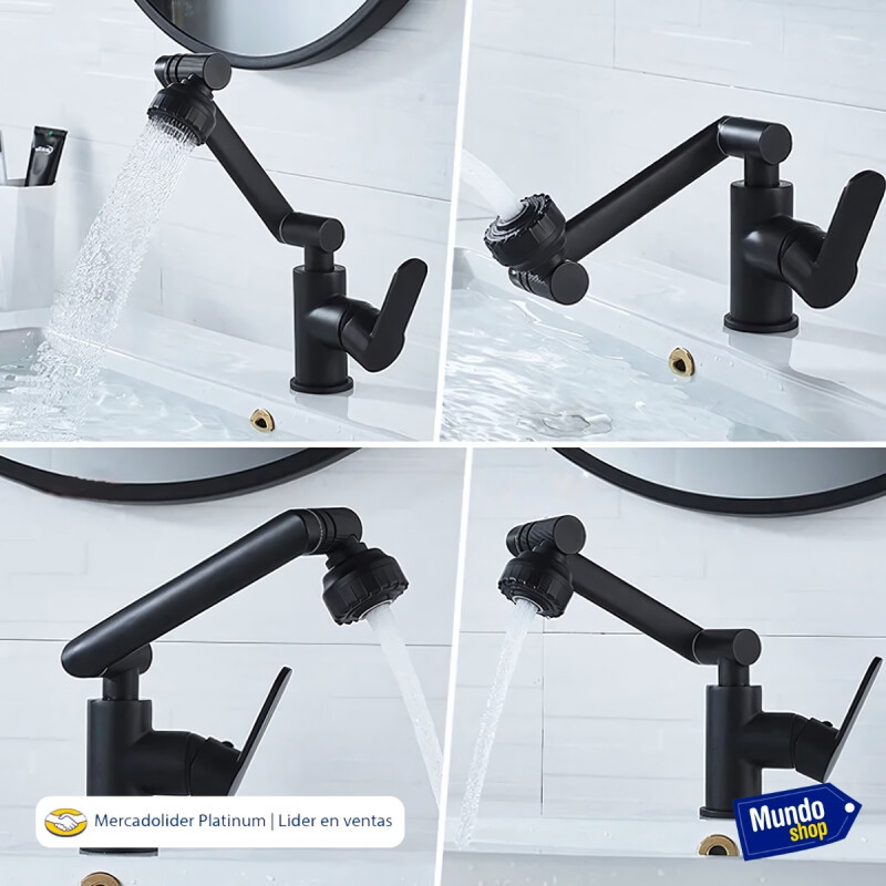 Canilla Monocomando Mezcladora Articulada Multifuncion Negro Negro