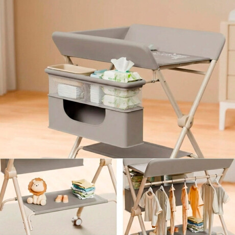 Cambiador Bebé Plegable Con Organizador y Ruedas Gris